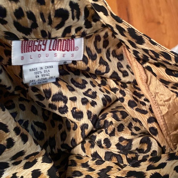 Vintage Maggy London 100% Silk Leopard Print Blouse sz.8 - Picture 4 of 4